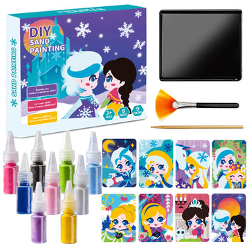 Tnoone Sand Art Kits For Kids,Girls Arts And Crafts Age 6-8,Kids Crafts Diy Art Toys,Princesses Color Sand Art Pictures,Ideal Gi