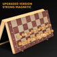 LuckyWish 15" Magnetic Wooden Folding Chess Set - Handmade, Bronze, Includes 2 Extra Queens, Model SA-123, Perfect for Adults & Kids