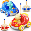 Dinosaur Toys for 2 3 4 5 6 Years Old, 2 Pack Remote Control Cars, Race Cars for Kids, Toddlers Dino RC Car Toys with Music, Xma