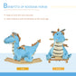Qaba Kids Plush Ride-On Rocking Horse Toy Dinosaur Ride Rocking Chair With Realistic Sounds For18-36 Months, Blue