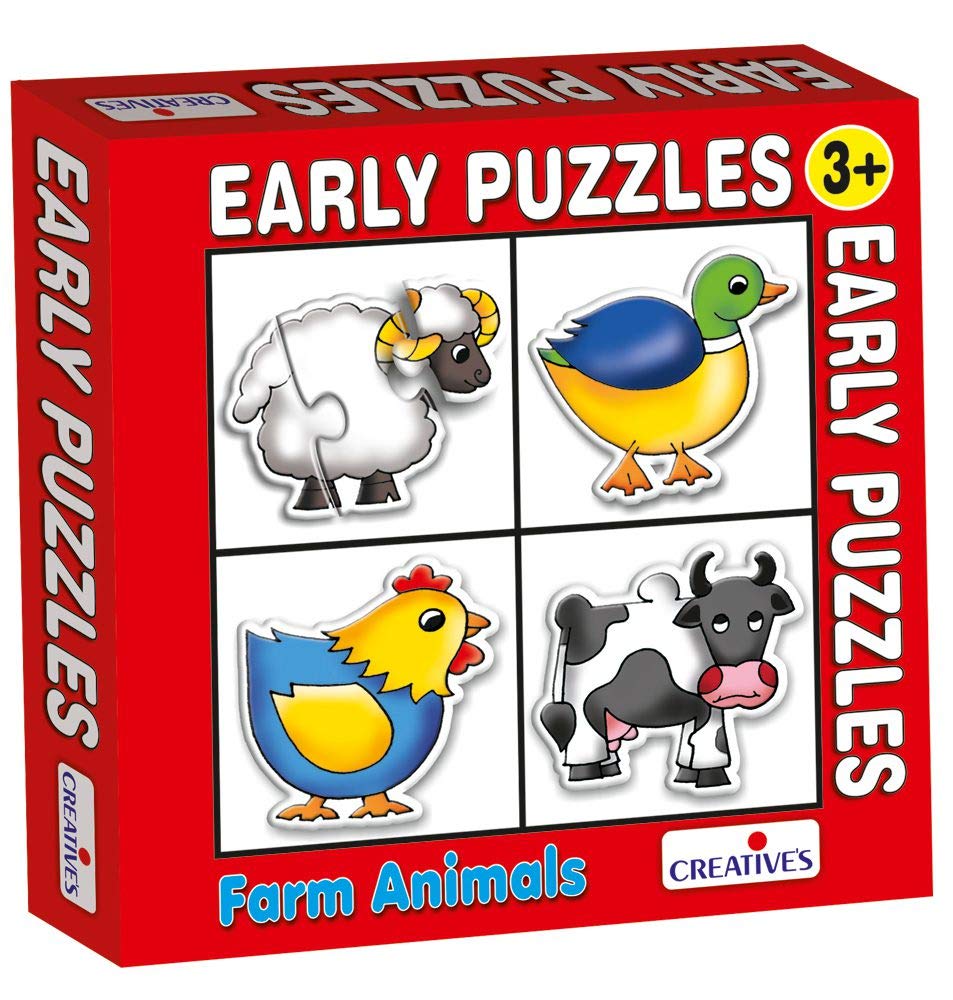 CreativeS Early Puzzles Step1 | Farms Animals Knowledge Of Farm Animals (Sheep, Duck, Hen & Cow) Puzzles| EyeHand Coordinatio
