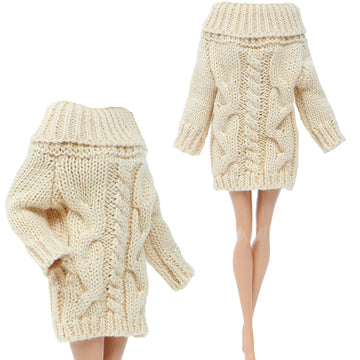 Bjdbus Winter Turtleneck Sweater Clothes For 11.5 Inch Girl Doll Accessories (Light Apricot)
