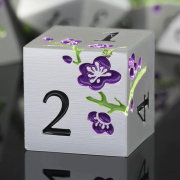 Flower Silver Metal Dice, DNDND 7 PCS Heavy Metallic D&D Dice Set with Grogeous Gift Case for Dungeons and Dragon Tabletop Game 