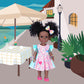 DOTVOSY 14.5 Inch Black Girl Doll with Pink Flamingo Theme Dress  Camera  Sunglasses & Accessories