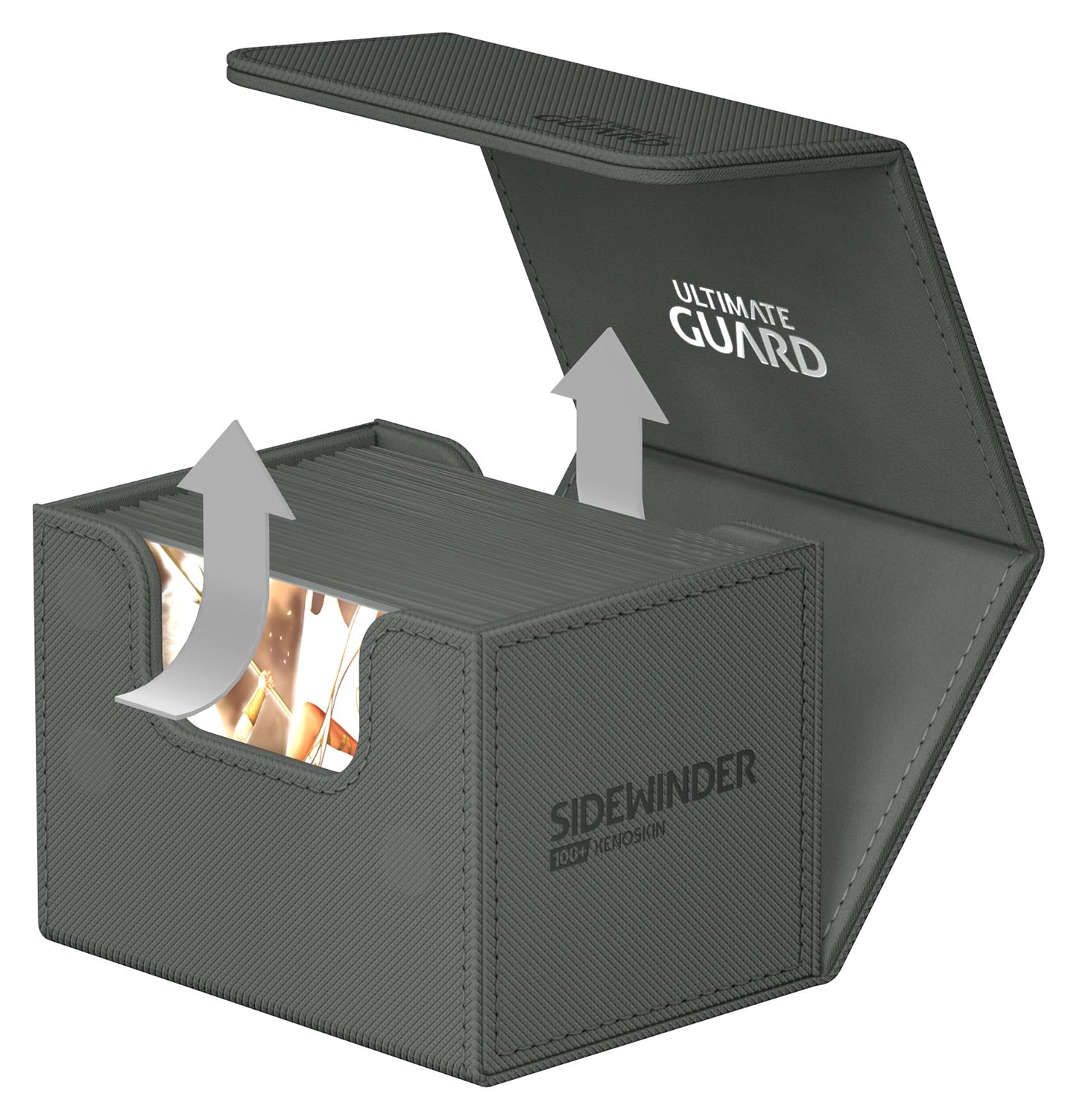 Ultimate Guard Sidewinder 100+, Deck Box For 100 Double-Sleeved Tcg Cards, Grey, Magnetic Closure & Microfiber Inner Lining For Secure Storage