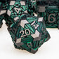 ORIFANTOU 7PCS Metal DND Dice Set Green D&D Dice with Box, Debris RPG D and D Dice Dungeons and Dragons Role Playing Game Polyhe
