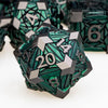 ORIFANTOU 7PCS Metal DND Dice Set Green D&D Dice with Box, Debris RPG D and D Dice Dungeons and Dragons Role Playing Game Polyhe