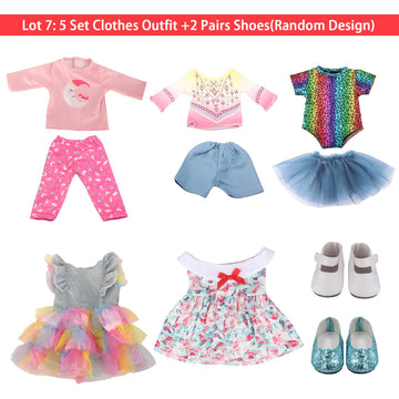 Augfrog 5 Sets Of 18 Inch Doll Clothes And 2 Pairs Of Doll Shoes (Send By Random) For 18 Inch American Doll, Best Birthday Festi