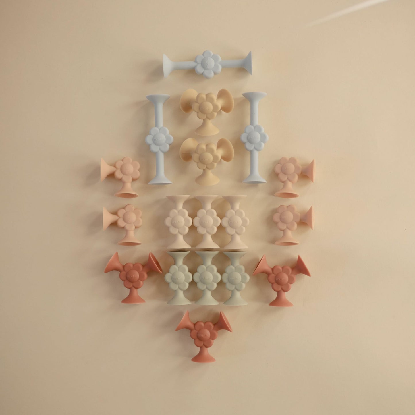 mushie Silicone Suction Builder Toy | 18 pcs for Kids 3 Years+ (Daisy)