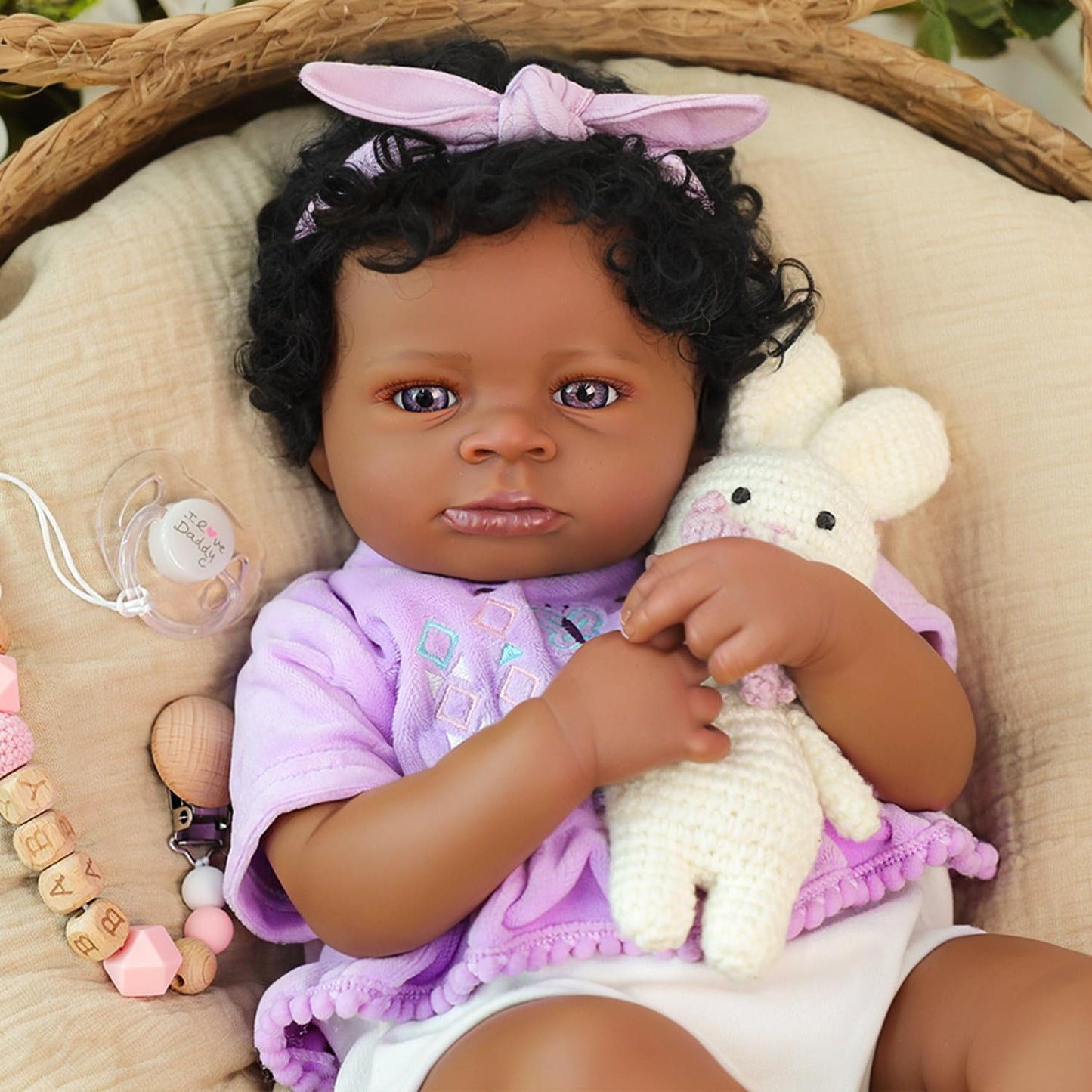 WOOROY Realistic Reborn Baby Dolls Black - 20-Inch African American Real Life Silicone Baby Doll with Soft Full Vinyl Body  Handmade Gift Toy with Doll Accessories for Kids Ages 3+