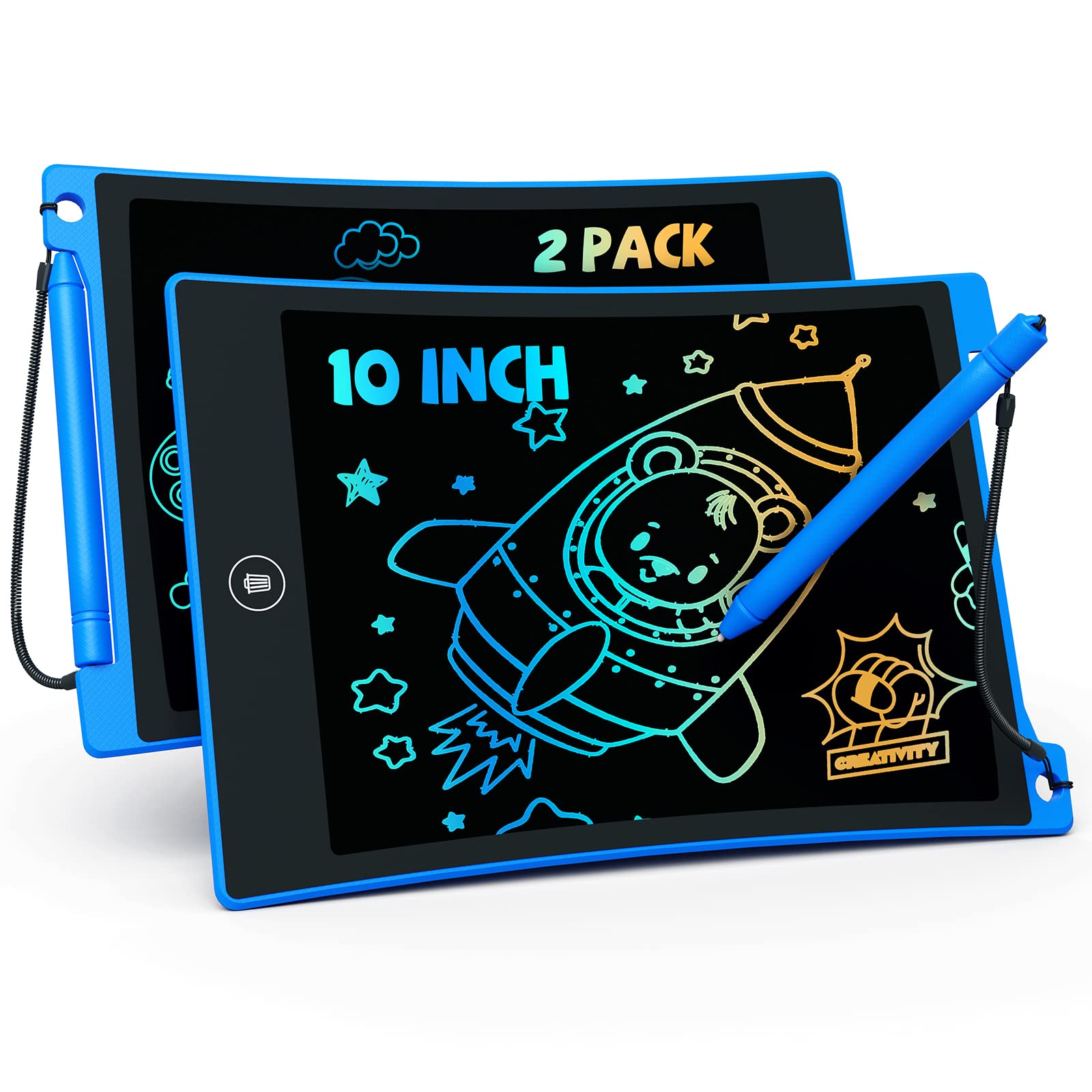 Tekfun 2 Pack Lcd Writing Tablet With Anti-Lost Stylus, 10In Erasable Doodle Board Coloring Drawing Pad For Kids, Car Trip Educa