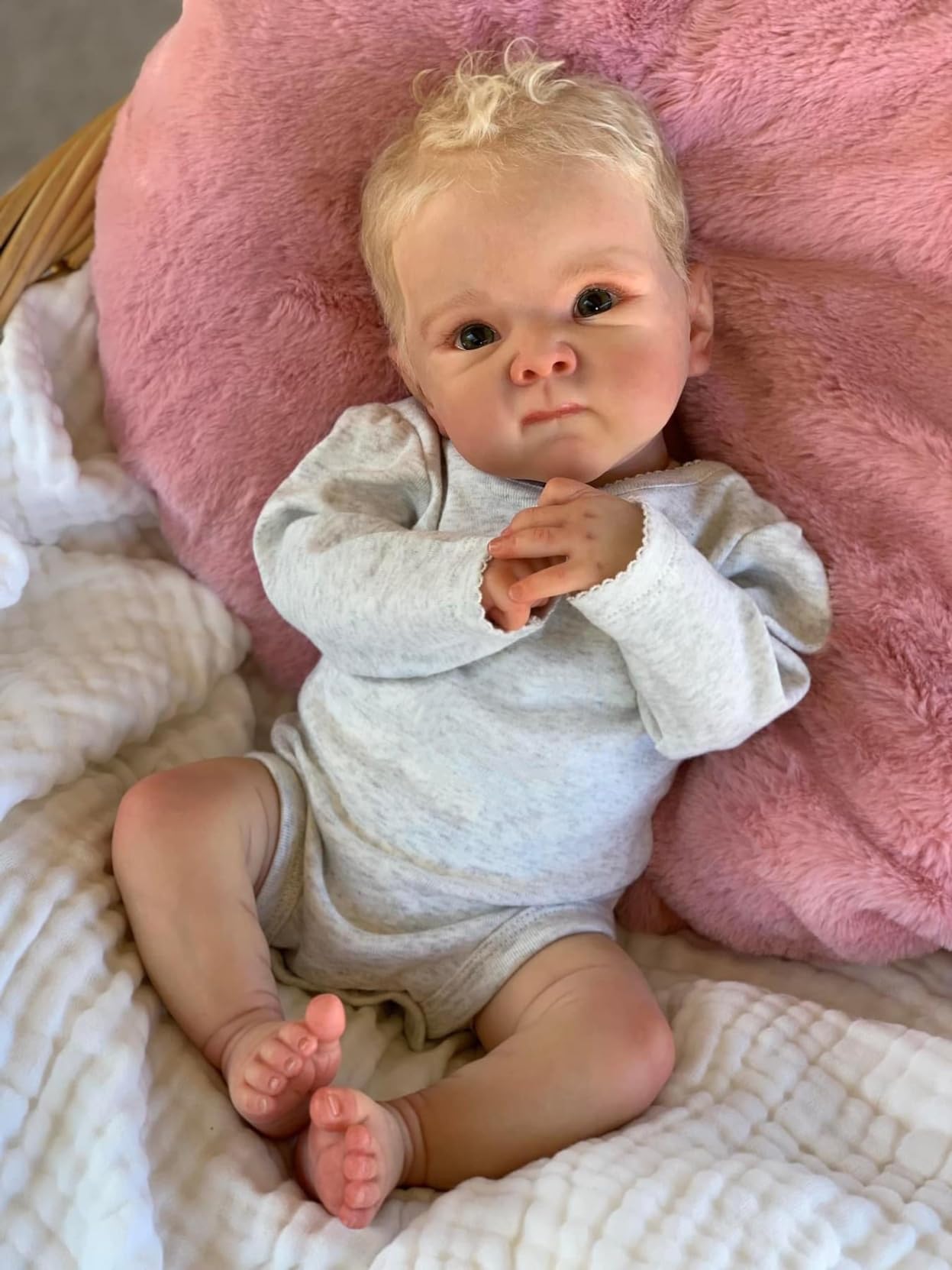 Zero Pam Realistic Reborn Baby Dolls Boy Silicone Full Body 18 inch Toddlers Newborn Baby Dolls Eyes Open with Hair Vinyl Full L