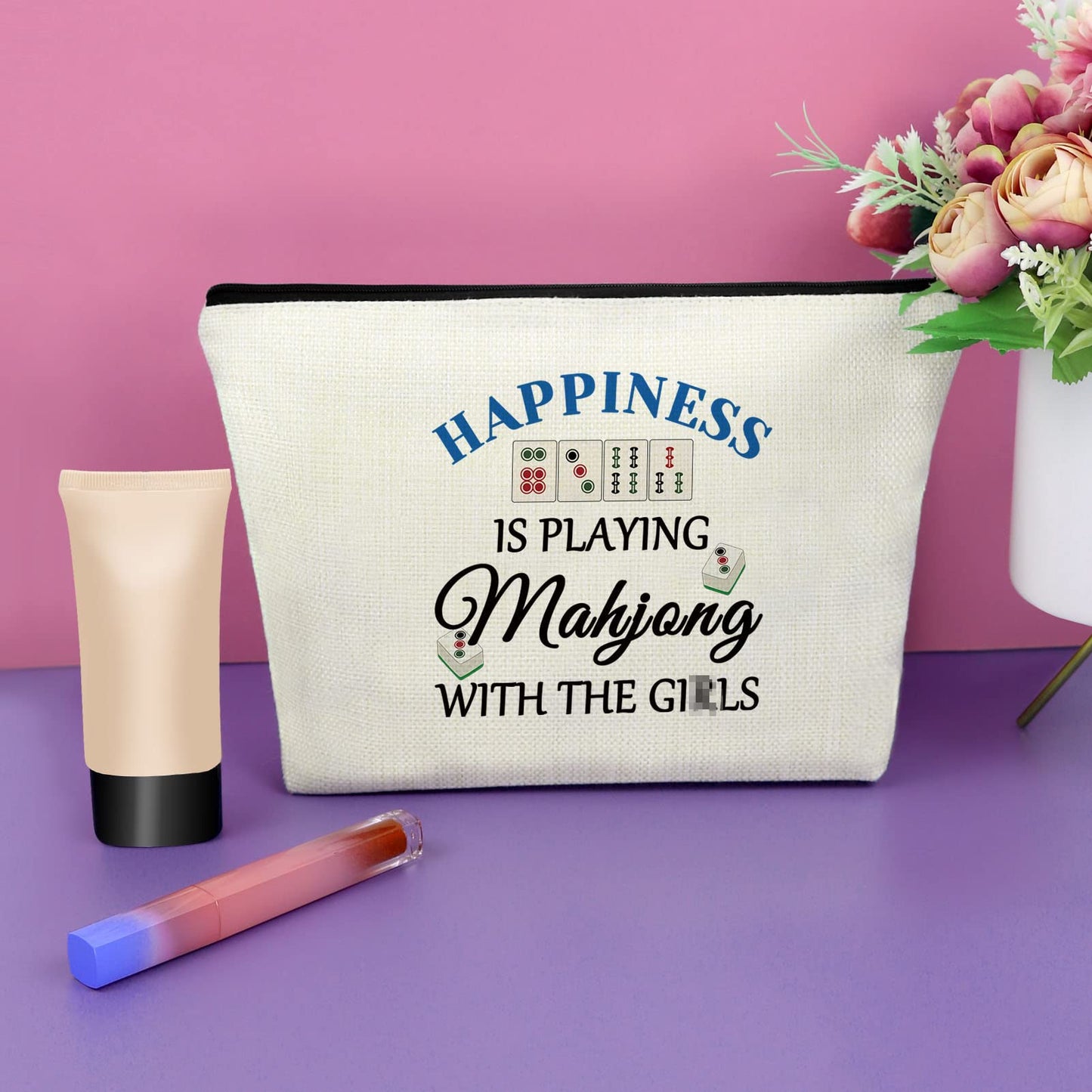 Mahjong Gift Makeup Bag Gifts For Mahjong Players Mahjong Themed Gifts For Women Sister Cosmetic Bag Gifts For Mahjong Lovers Re