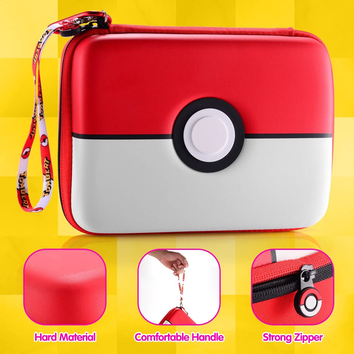 Tombert 800+ Carrying Case For Ptcg Trading Cards, Gifts For Boys, Hard-Shell Storage Box Fits Ptcg And Magic Mtg Cards, Holds 800+ Cards (Red&White-Xl)