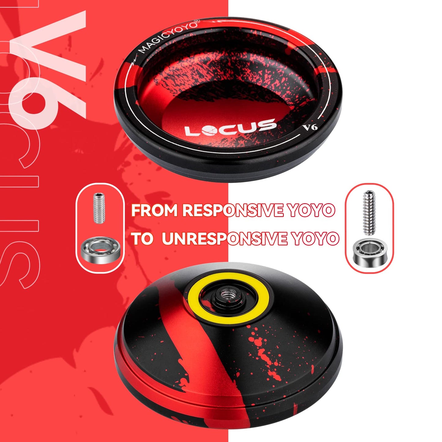 Magicyoyo Professional Yoyo V6 Locus, Responsive Yoyo For Kids Beginners, Replacement Unresponsive Yoyo Bearing For Adults/Advan