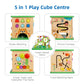 TOOKYLAND 5 in 1 Activity Center, Wooden Play Cube 23"x13"x13", Multicolored Learning Puzzle Toy for Toddlers with Animal Friends and Shapes