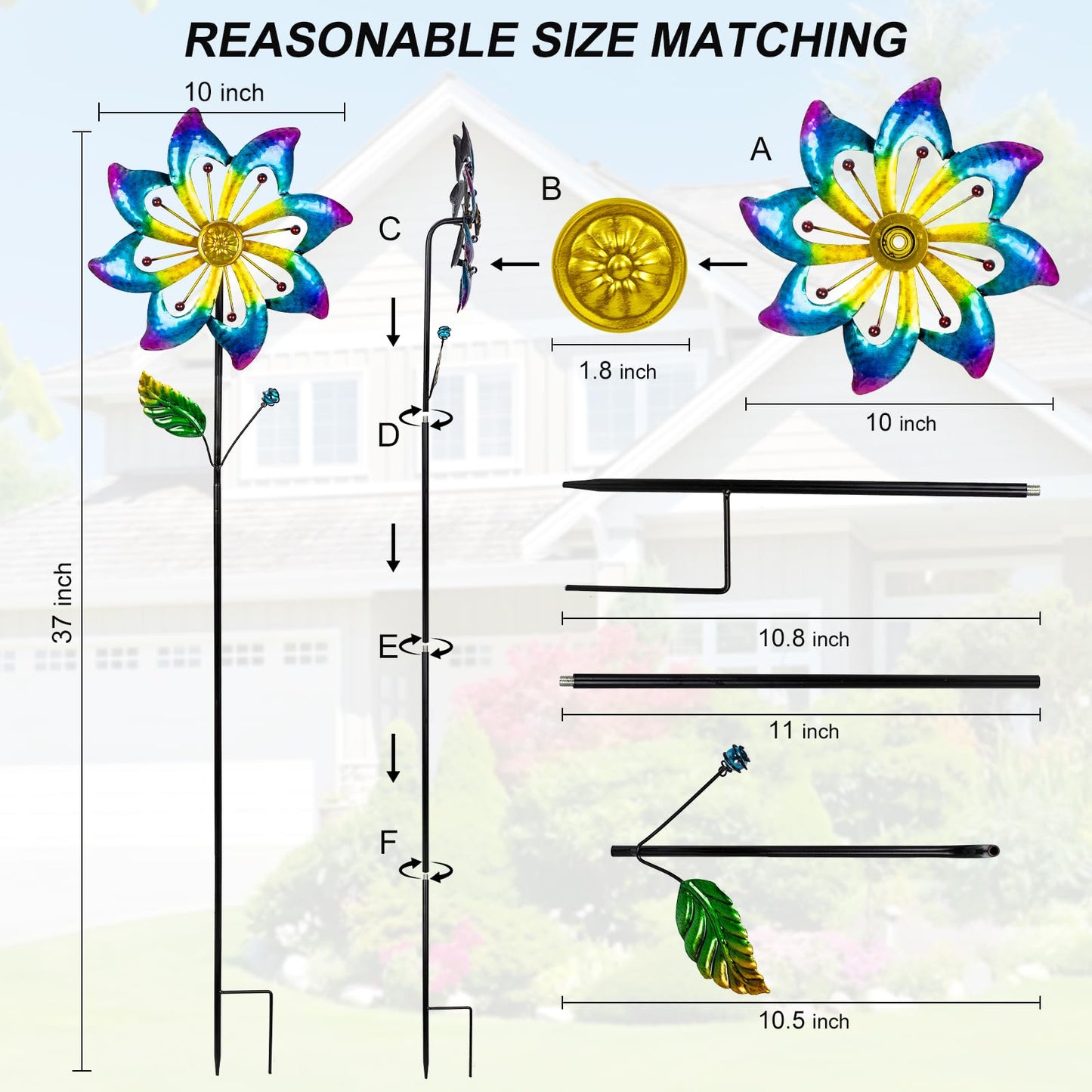 2 Packs Wind Spinners Outdoor, Garden Decorations Windmill For Yard, Pinwheels, Wind Spinners For Yard Garden, Outdoor Metal Win