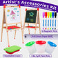 Blue Squid Art Easel For Kids - Dual-Sided Adjustable Wooden Painting Easels, Ideal Christmas Gift For Toddlers And Kid - With Magnetic Chalk Board, White Board & Paper Roll, Includes Accessories