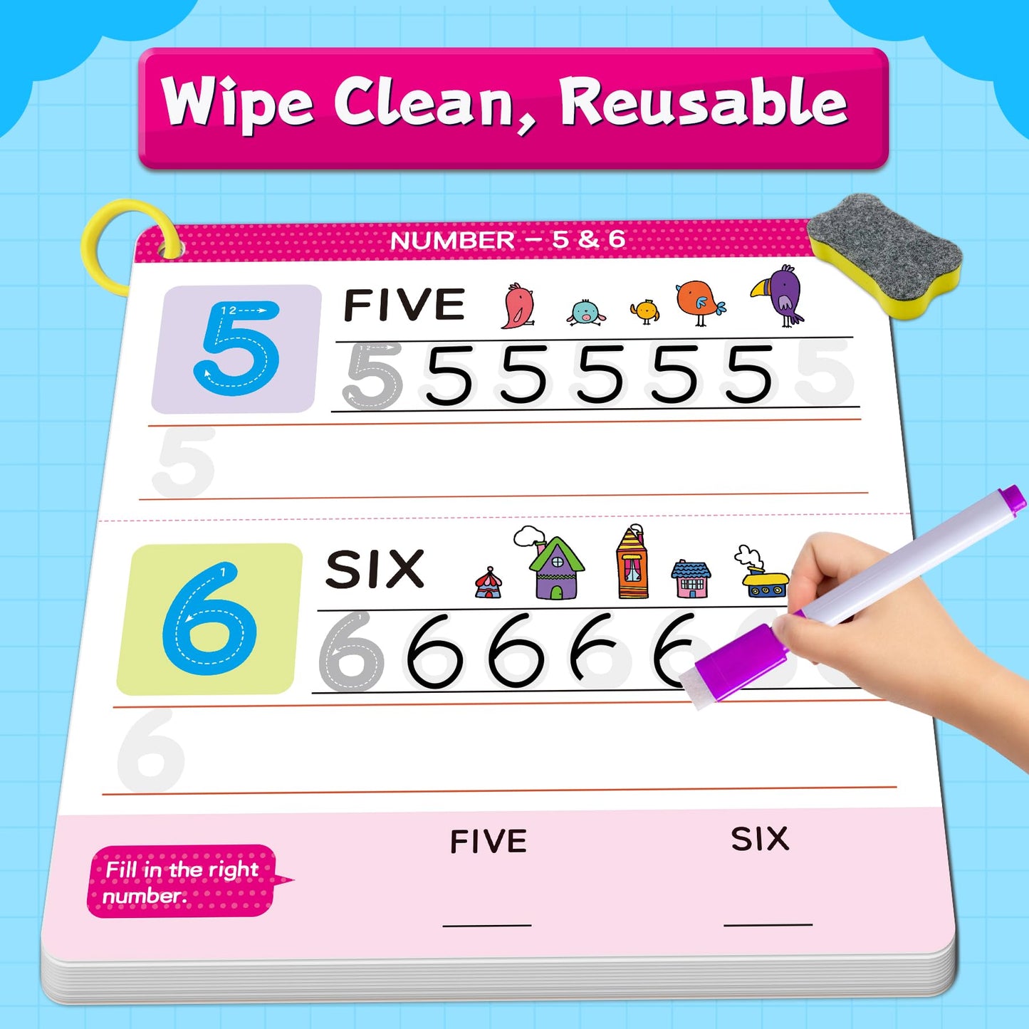 Hoqeewipe Preschool Learning Activities - Reusable Handwriting Tracing Books For Kids, Prek Kindergarten Workbooks, Cvc Word Gam