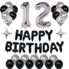 Naninuneno 12Th Black Silver Birthday Party Decorations For Boys Girls, Happy 12 Birthday Party Supplies With Black Happy Birthd