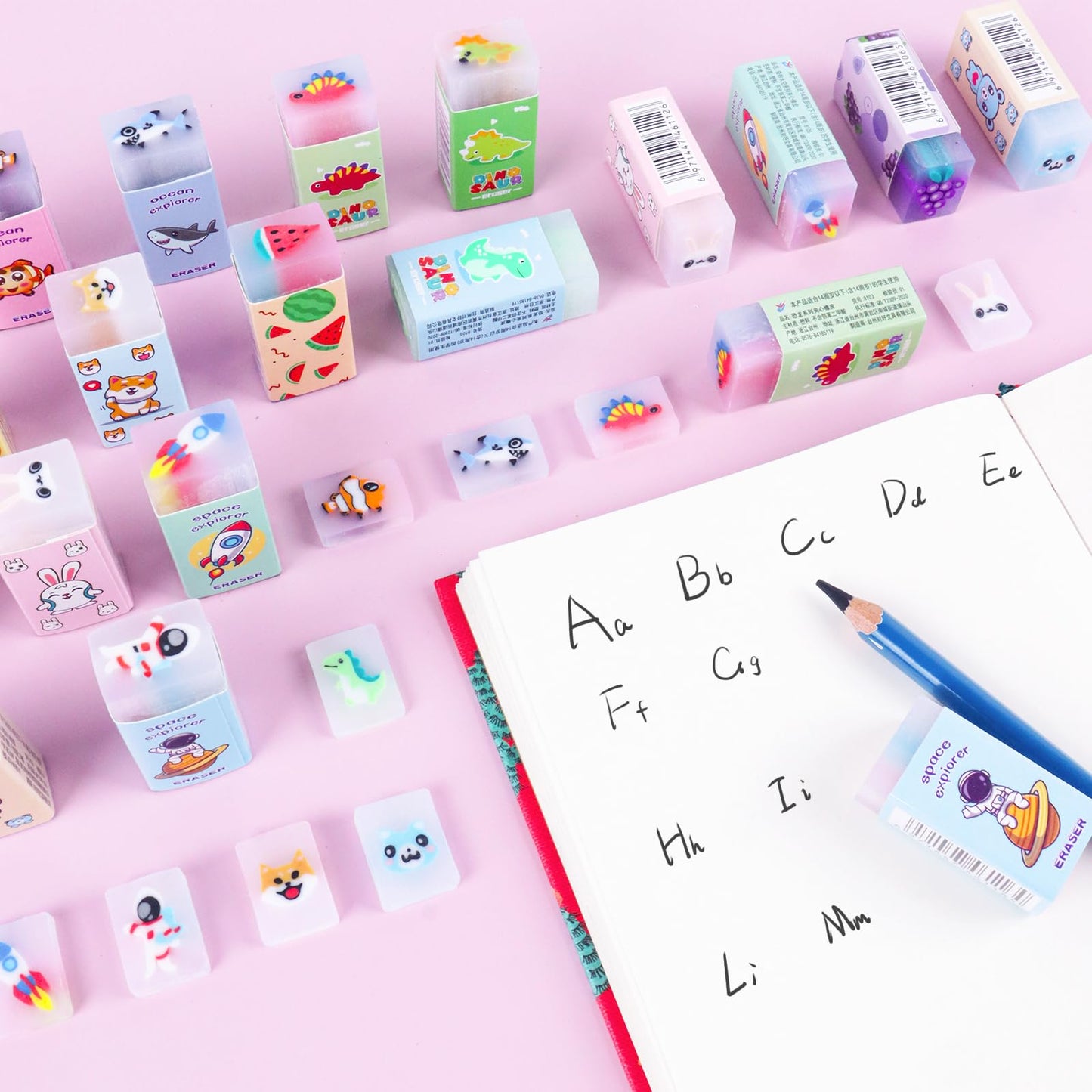 100 Pcs Pencil Erasers Bulk, Back to School Supplies for Kids, Office & School Eraser, Cute Erasers for Pencils, Classroom Prize