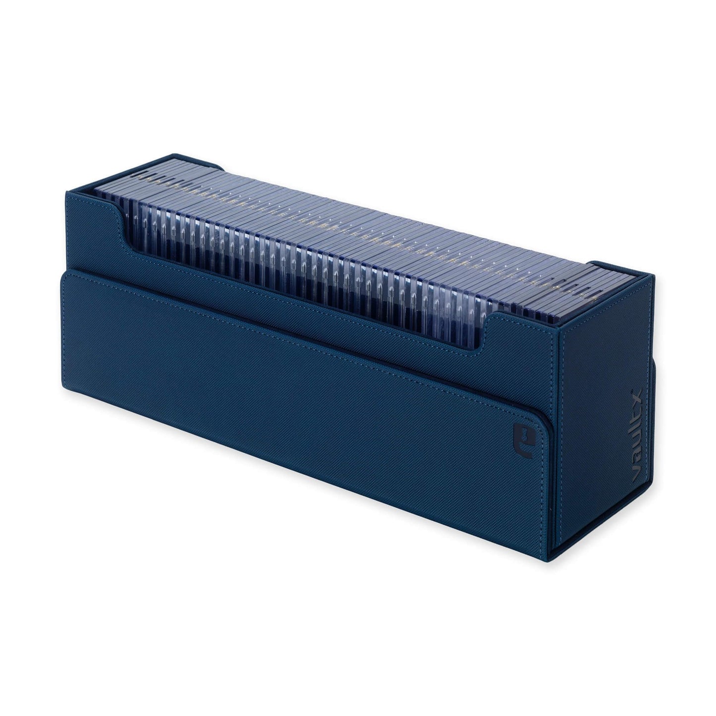 Vault X Exo-Tec Card Box 450+ Storage With Detachable Magnetic Lid, Dividers & Foam Fillers To Organize Deck Boxes, Toploaders, Tcg/Ccg & Sports Cards (Blue)