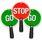 Liontouch - Stop & Go Signs – 3-Pack, Red & Green – 8.9 X 5.5 In | Durable & Reversible Lollipop-Shaped Foam Toy Paddle For School Patrolling Kids | For Teaching Children Traffic & Street Safety