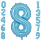 Vonokee 40 Inch Light Blue Giant Number Balloons 8, Jumbo Digital Foil Mylar Balloon For Birthday Party Wedding Anniversary Cele