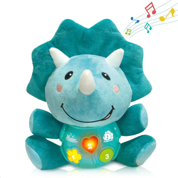Iplay, Ilearn Baby Dinosaur Musical Toys, Newborn Boys Gift, Soft Dino Plush Stuffed Animal, Infant Light Music Time, 1St Easter Basket Shower Stuffers For 0 1 2 3 6 9 12 18 Month 1-3 Yrs Toddler Girl