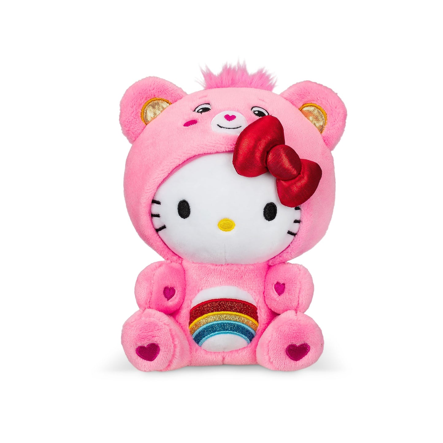 Care Bears Plush - Hello Kitty Dressed as Cheer Bear, 8" Soft Polyester Toy for Kids, Ages 4+, Model 22701