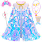 Limiroler Princess Dress Up Toys Princess Dress Up Clothes Rainbow Mermaid Cape Kit 9 Pcs Gift Set For Little Girls 3-8 Years Old, Great Gift Set For Birthday Christmas Halloween (Rainbow Pink)