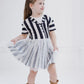 Beetlejuice Toddler Girls Drop Shoulder Cosplay Tulle Dress Black/White Stripes 2T