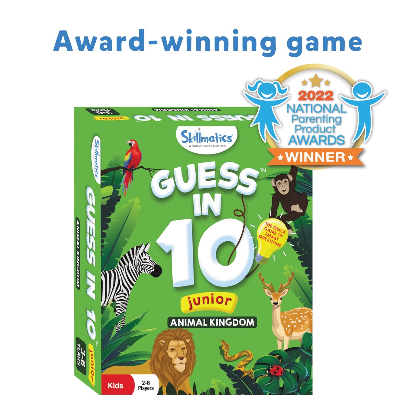 Skillmatics Card Game - Guess In 10 Junior Animals For Kids, Boys, Girls Who Love Board Games And Educational Toys, Travel Friendly For Ages 3, 4, 5, 6