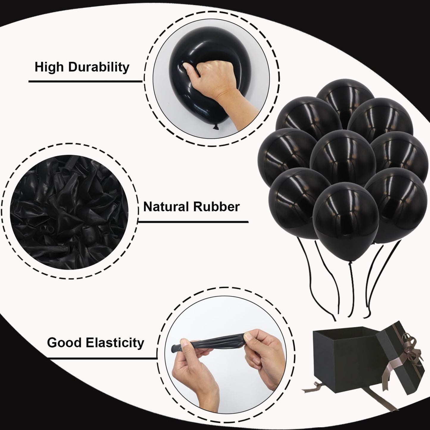 Black Balloons In Different Sizes 5 10 12 18Inch-134Pcs Black Balloons For Garland Arch