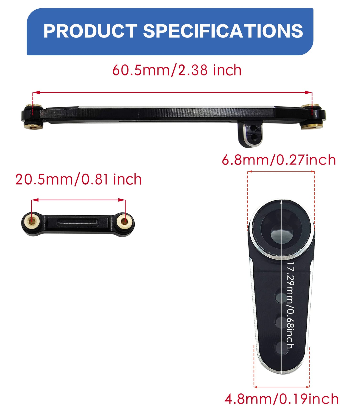 VICRAZZE RC Servo Mount Bracket Mini Servo Arm and Steering Links for ES08MA II Servo Upgrade Parts for Axial SCX24 RC Car Crawl