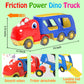 Veslier Toddler Car Toy - Dinosaur Transport Carrier Truck with 4 Pull Back Dino Cars, Assorted Colors, Perfect Gift for 18M+ Kids