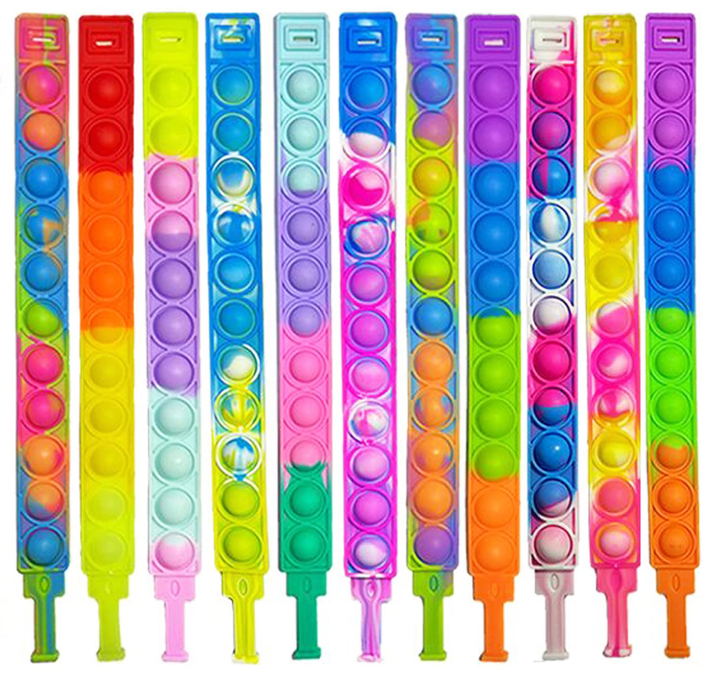 Kapibarasensei 25Pcs Push Pop Fidget Toy Fidget Bracelet, Durable And Adjustable, Multicolor Stress Relief Finger Press Bracelet For Kids And Adults Adhd Add Autism