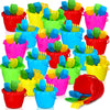 Lenwen 24 Packs 6.3'' Beach Sand Buckets Shovels and Rakes Set for Kids Summer Beach Toys Pool Party Favors Accessories Easter B