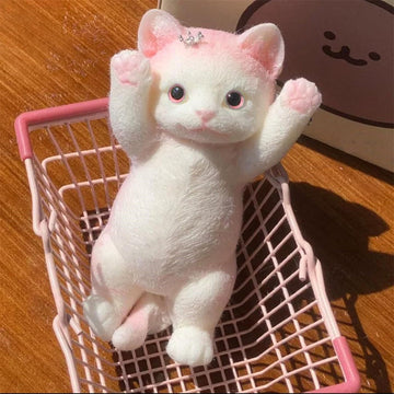 Big Taba Squishy Cat, Fluffy Sticky Soft Realistic Cat,Stress Relieving Cute Large Cat Toys for Family or Friend(Crown Pink Cat)