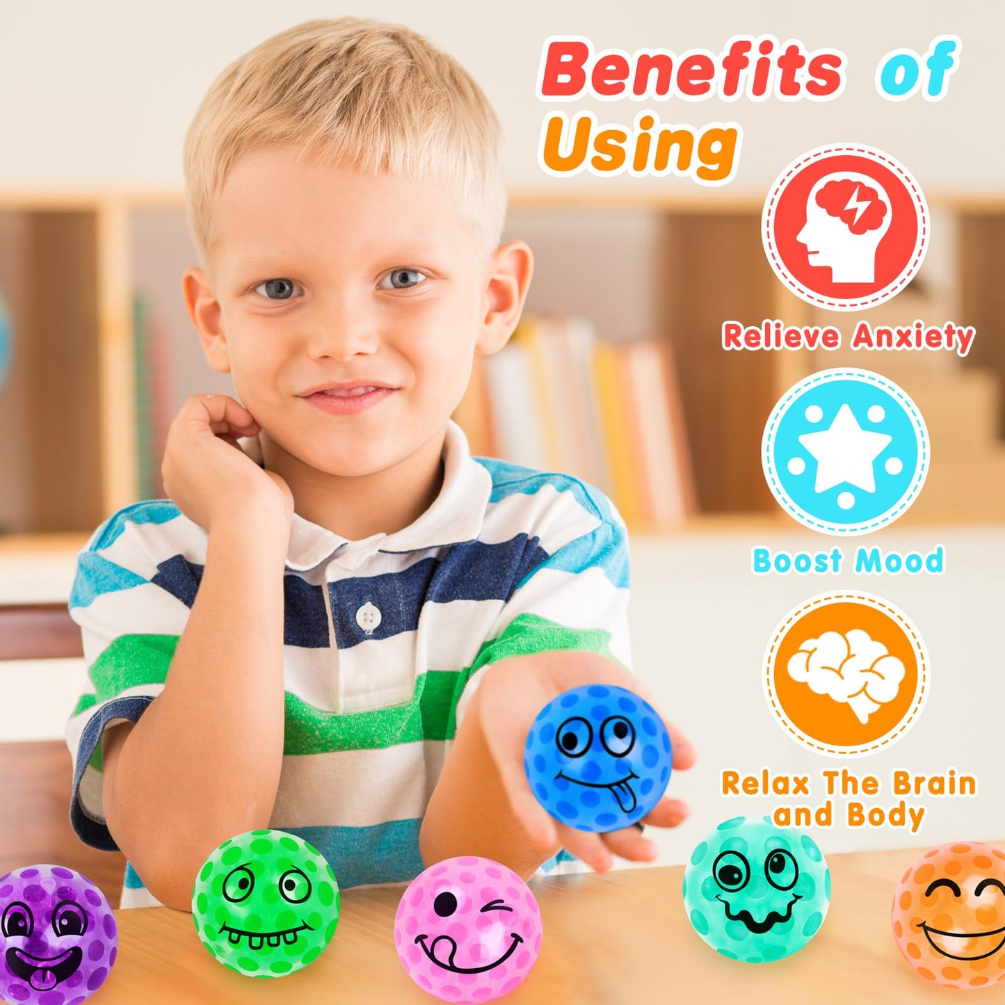 28 Pack Valentines Day Gifts For Kids, Valentines Day Cards For Kids School, Fidget Stress Balls Relief Toys Squeeze Balls For K