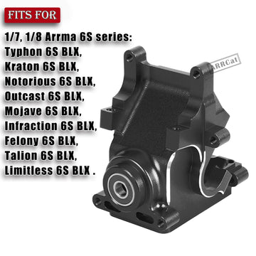 Aluminum Gearbox Case Upgrade Parts for 1/7 1/8 ARRMA 6S BLX Typhon Kraton Notorious Outcast Mojave Infraction Felony Talion Lim