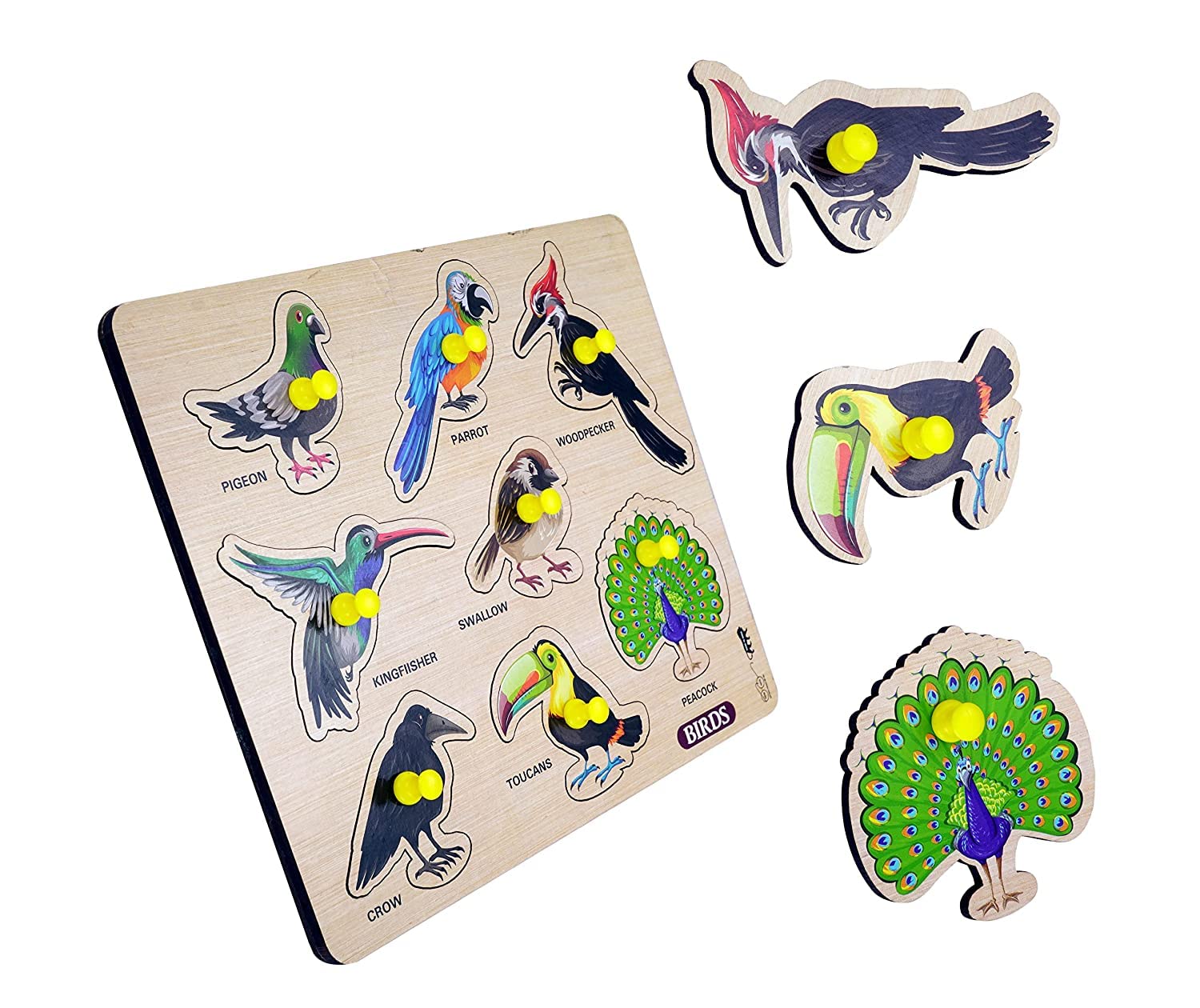 Appster Kids PreSchool Birds Wooden Puzzle Toys For Kids 3+ Jigsaw Puzzles For Adults Baby Learning Educational Toys Board Game