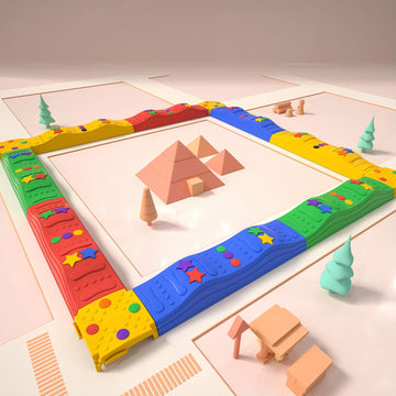 Mocuteen Kids Balance Beam Toddler Stepping Stones Max Load 220Lbs 12 Pcs Non-Slip Textured Surface & Rubber Pads Bottom Promote Agility Coordination Five Star Pattern