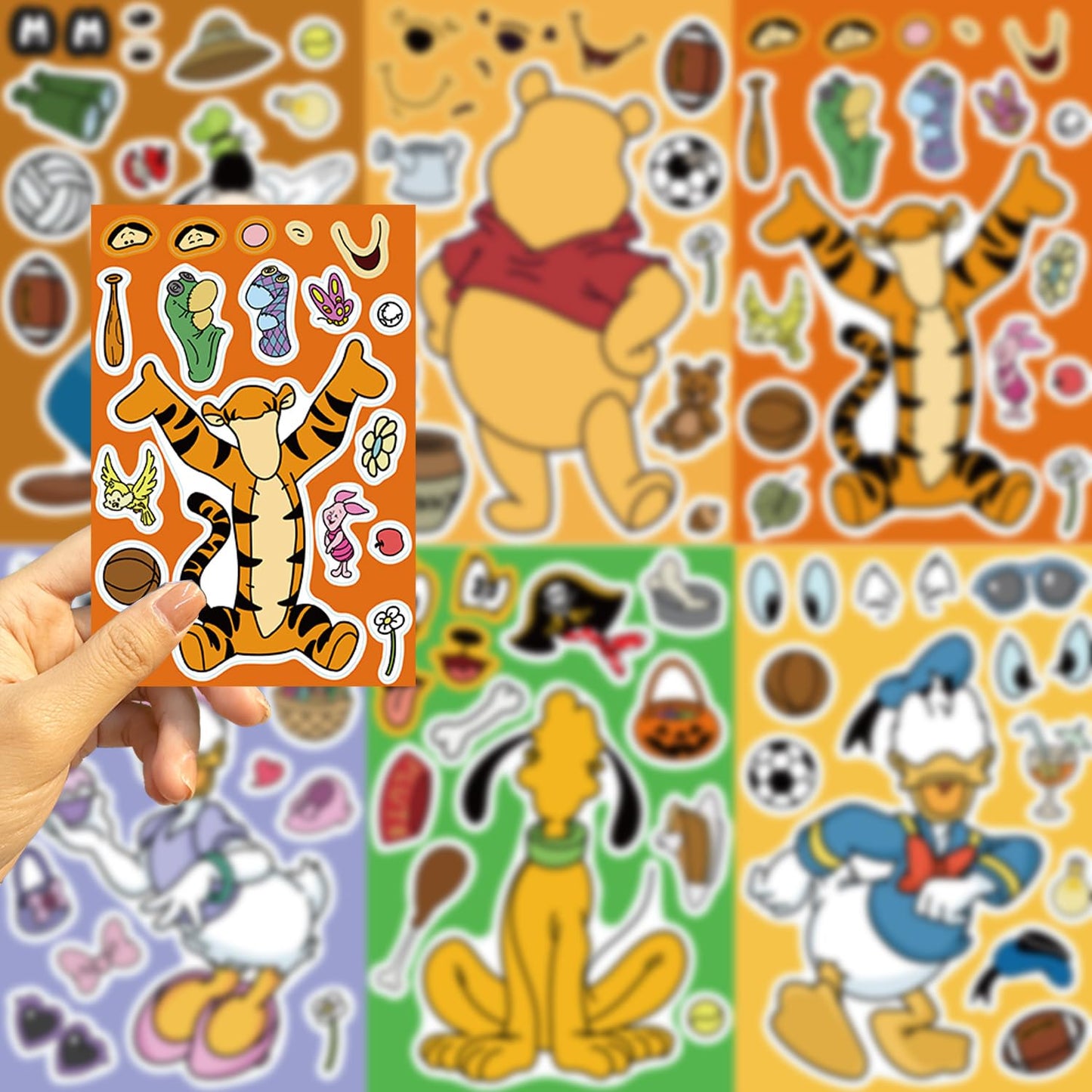 Cute Cartoon Character Stickers For Kids, 24 Sheets Make Your Own Stickers, Make A Classic Character, Make A Face Stickers, Clas