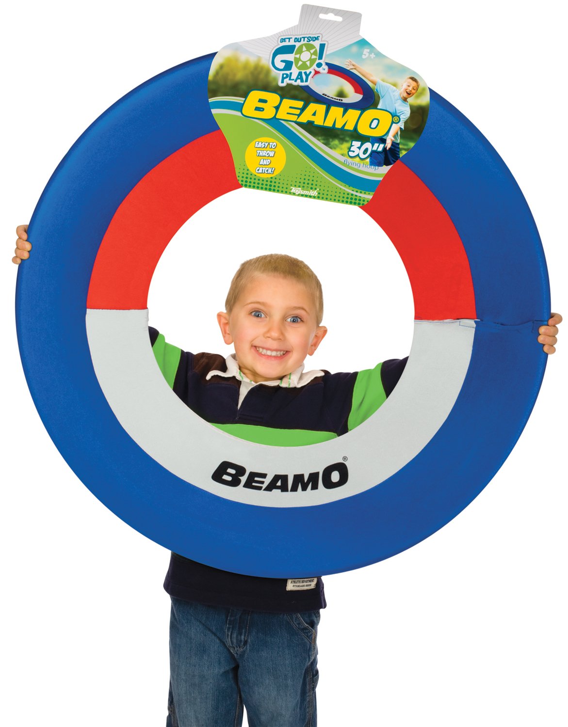 Toysmith Get Outside GO! Beamo Flying Hoop, 30-Inch, Multi Color, Perfect for Outdoor Fun and Games, Assorted Colors (6101AM)