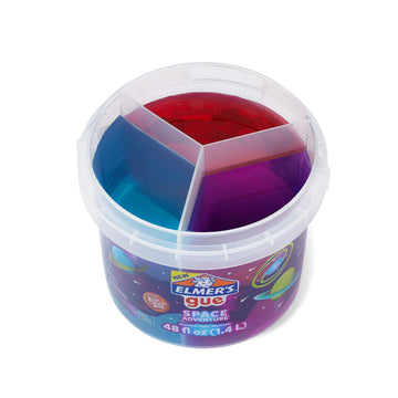 Elmer’S Gue Premade Slime Bucket, Space Adventure Theme, Includes 3 Lb. Bucket With 3 Types Of Slime And 3 Sets Of Add-Ins