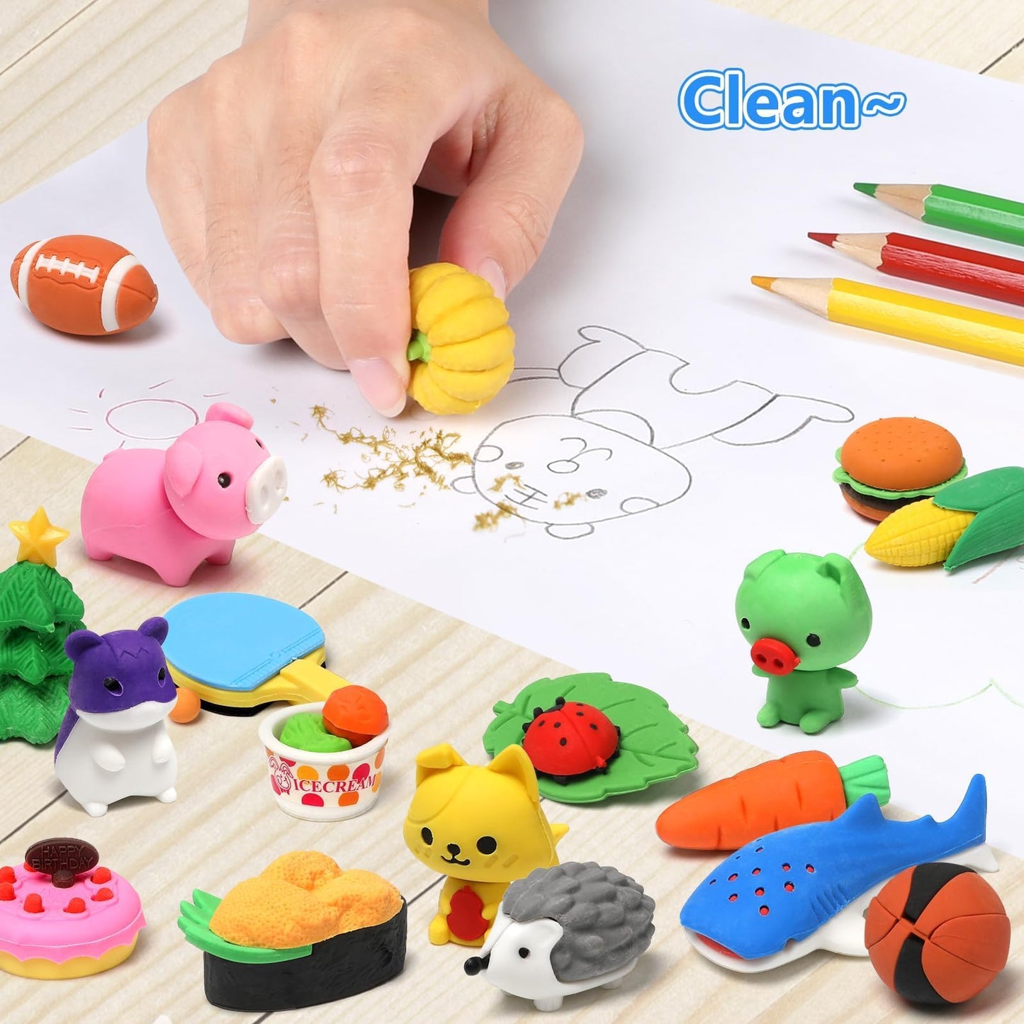 HINZER 100 Pack Animal Erasers for Kids Bulk Pull Apart 3D Puzzle Erasers Classroom Rewards and Prizes Class Treasure Box Kids P