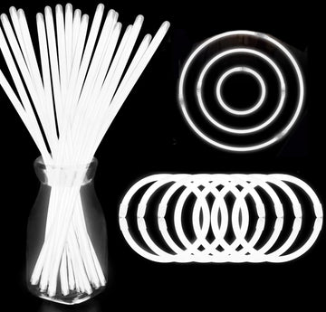 Yofobu White Glow Sticks Bulk Light Up Bracelet Glow Necklaces With Connectors 50Ct 8' Glowsticks Neon Party Favors For Christmas New Year Valentine'S Day 4Th Of July Wedding Birthday Carnival