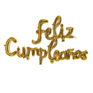 Feliz Cumpleanos Gold Small Letters Conjoined Balloons Feliz Cumpleanos Gold Balloon Happy Birthday Balloons Birthday Banner Dec