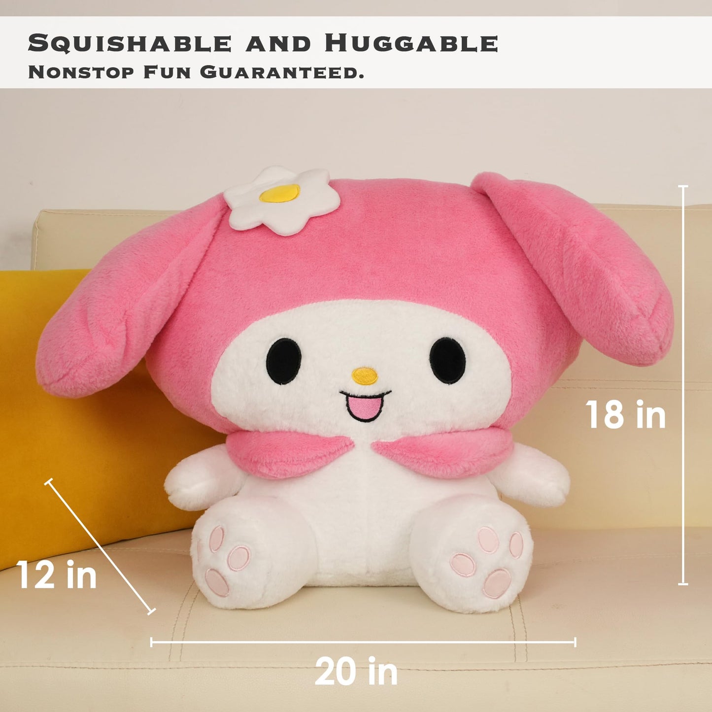 Juju Melody Plush (20 in) - Cute Kawaii Stuffed Animal - Giant Plushie Accessories - Cute Stuff (Hpy)